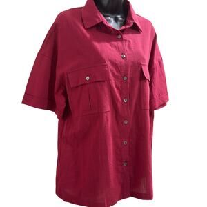 NEW Women's Short Sleeved Collared Dress Casual Button Front Top Size M